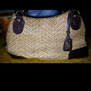 Liz Claiborne. Woven Tan and Brown Handbag